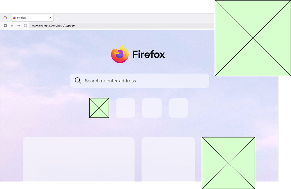 Stylized Firefox New Tab page.