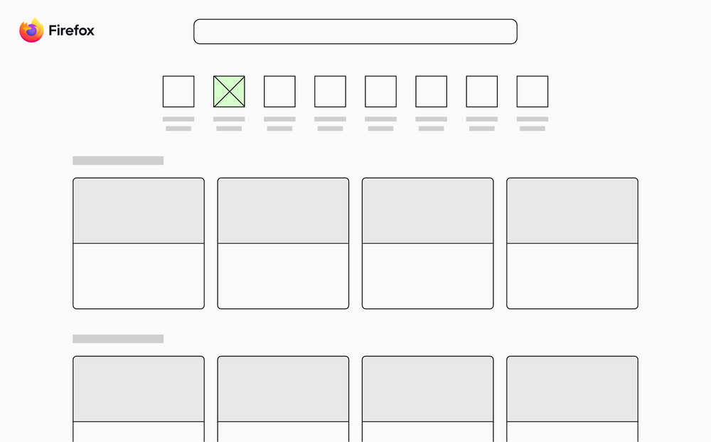 Sponsored tiles in Firefox New Tab page.