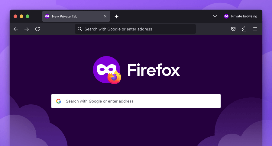 Dritare shfletuesi Firefox nën mënyrën shfletim privat.