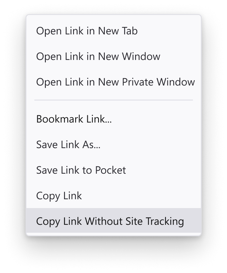 Screenshot showing Copy Link feature