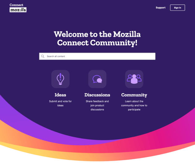 image of Mozilla connect website